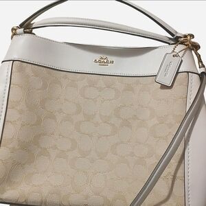 Coach Elegant White and Tan Shoulder Bag